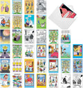 NobleWorks 36 Assorted Box Set Birthday Greeting Cards w/ 5 x 7 Inch Envelopes for Men and Women (36 Designs, 1 Each) Bday Collins' Guy Humor AC10615BDG-B1x36