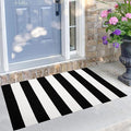 KILOCOCO Black and White Striped Rug 2.3'x3.6' Indoor Outdoor Rugs Front Door Mat Hand Woven Cotton Washable Striped Layered Doormats for Front Porch/Kitchen/Farmhouse/Entryway/Patio | Indoor Outdoor Rug, Cotton Layered Doormats, Low Pile Front Porch R...