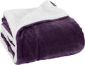 Elegant Comfort Luxury Ultra-Plush Velvet Touch Fleece Throw Soft, Warm, Cozy| Micromink Sherpa-Backing Reversible Blanket for Bed, Sofa and Couch, Solid Purple