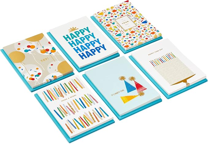 Hallmark Birthday Cards Assortment (Party Time, 36 Cards) + Hallmark Birthday Cards Assortment (Refill Pack for Organizer, 20 Cards)
