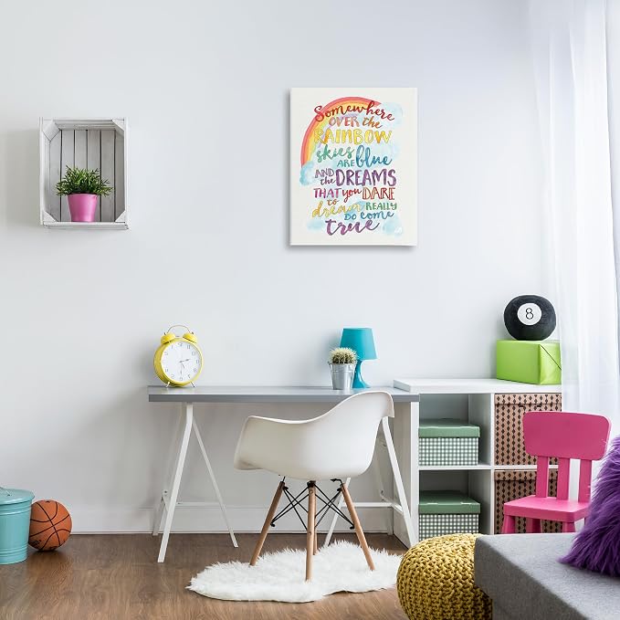 Stupell Industries 'Somewhere Over the Rainbow With Rainbow', Canvas Art, 24 x 30 Inches, Easy to Hang and Sturdy, Made in USA, by Erica Billups