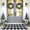 REFETONE Buffalo Plaid Indoor Outdoor Rug 36"x59", Black and White Checkered Front Door Mat with Non-Slip Rubber Back, Washable Low-Profile Entryway Rug for Porch, Kitchen, Layered Doormat Decor