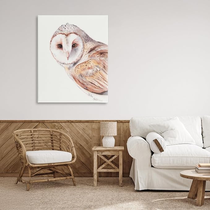 Peeking Barn Owl Gaze Wildlife, 30 x 40 Inch Canvas Wall Art | Stupell Industries · By Cady Driver · Ready to hang · Rustic cabin and lodge decor · Made in USA