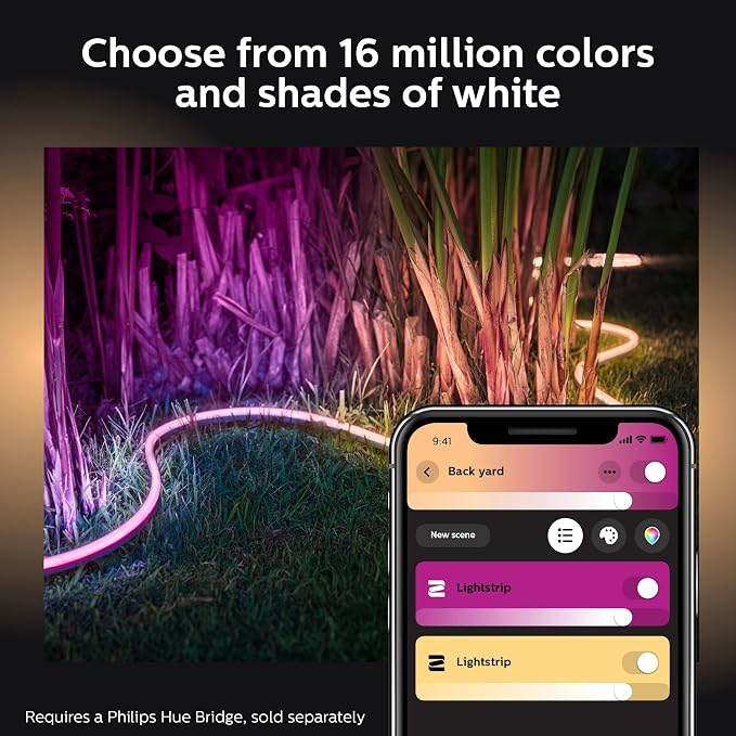 Philips Hue Outdoor 7-Foot Smart LED Light Strip - White and Color Ambiance - 2 Pack - Requires Hue Bridge - Weatherproof - Control with Hue App - Works with Alexa, Google Assistant and Apple HomeKit