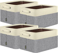 BALEINE 4 Pack Fabric Closet Storage Bins for Shelves, Linen Closet Organizers and Storage, Decorative Baskets for Organizing, Shelf, Clothes, Home, Office (Grey, 17''x13''x10.5'')