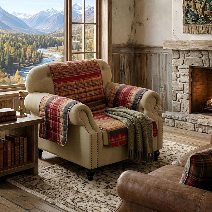 Greenland Home Fashions Gold Rush Reversible Slipcover - Furniture Protector - Arm Chair