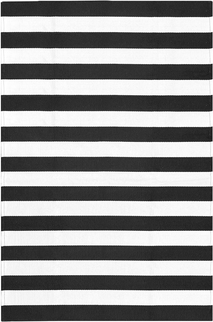 KILOCOCO Black White Striped Rug 5x7 Area Rug for Living Room Washable Rugs | Machine Washable Front Porch Layered Rugs, Cotton Rug for Patio, Outdoot Rug for Farmhouse, Woven Indoor Bedroom Carpet