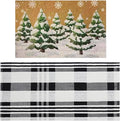 2 Pcs Outdoor Door Mat Combo Set Layered Outdoor Rug and Coir Welcome Doormat Non Slip Outside Floor Mat for Front Porch Entryway Patio Yard Decor(Pine Tree,24'' X 51',18'' X 28'')