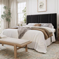 SHA CERLIN Full Size Velvet Bed Frame with Adjustable Headboard, Black | Vertical Channel Tufted Design, Upholstered Platform Bed, Wood Slats Support/No Box Spring Needed/Easy Assembly