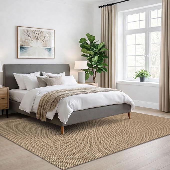 IOHOUZE Washable Area Rug 5x7 Non Slip Rubber Backed Woven Rugs for Living Room, Dining Room Rugs Bedroom Rug, Floor Carpet for Living Room Nursery Office, Orange/Tan/Brown