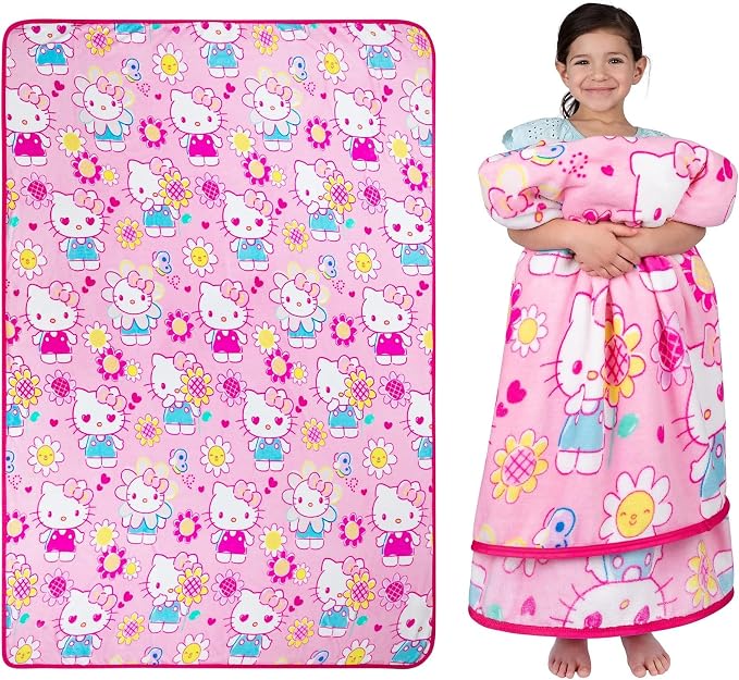 Franco Kids Bedding Super Soft Plush Throw Blanket, 62 in x 90 in, Hello Kitty (Pack of 6)