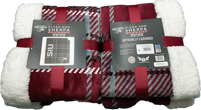NCAA Southern Illinois Salukis Playmaker Plaid Ultra Cozy Sherpa Throw