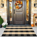 OLANLY Buffalo Plaid Rug 2'4" x 3'7" (27.5" x 43") | Brown and Black Cotton Checkered Doormat, Washable Indoor Outdoor Rug for Layered Front Porch, Kitchen, Entryway Decor