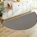 Easy Jute Rainbow Rug 3x6Ft Half Circle Doormat Neutral Faux Jute Carpet for Farmhouse Bedroom Entrance Balcony, Nonslip Half Round Floor Mat for Living Room Patio Kitchen, Outdoor, Black 3