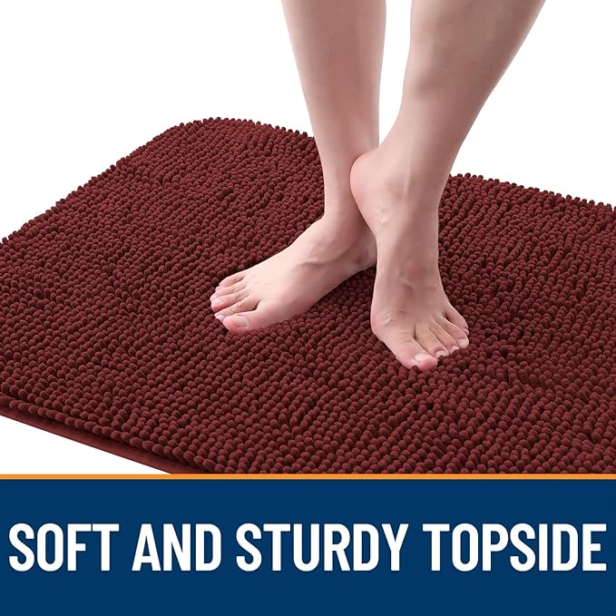 OLANLY Dog Door Mat for Muddy Paws 70x35, Absorbs Moisture and Dirt, Absorbent Non-Slip Washable Doormat, Quick Dry Chenille Mud Mat, Entry Indoor Entryway Carpet for Inside Floor, Caramel Russet