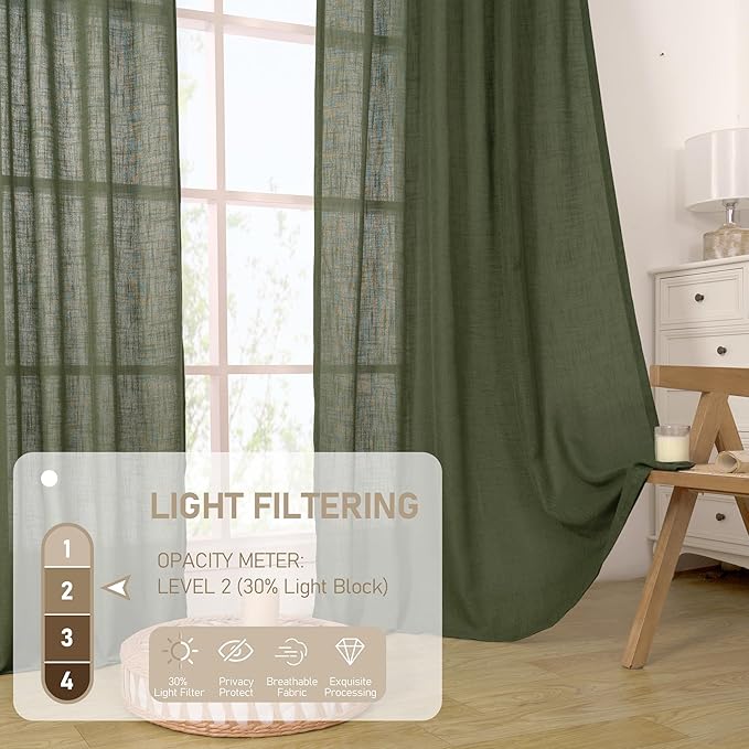 LAMIT Linen Sheer Curtains 80 inch - Image 4