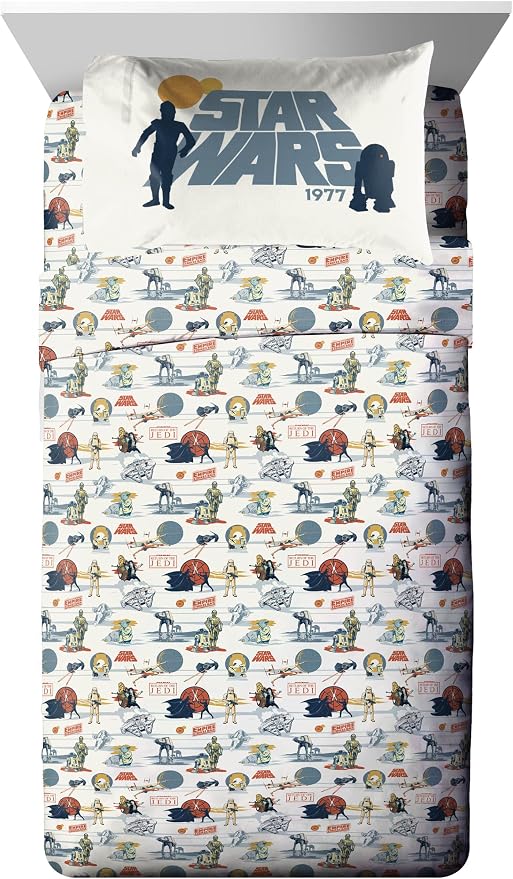 Jay Franco Star Wars Twin Comforter Set 5 Piece Soft Bedding for Boys, Blue | Darth Vader Yoda, Bed in a Bag, Comforter Sheets Sham Pillowcase, Official Product, Microfiber, Machine Washable, Boys Gift