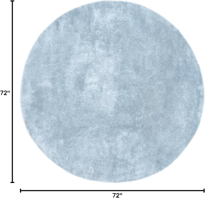 nuLOOM Loni Light Blue Solid Washable Area Rug, 6' Round
