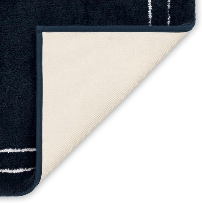 Mohawk Home Corona Casual Geometric Navy Blue 2' X 3' 4" Machine Washable Bath Mat Perfect for Bathroom