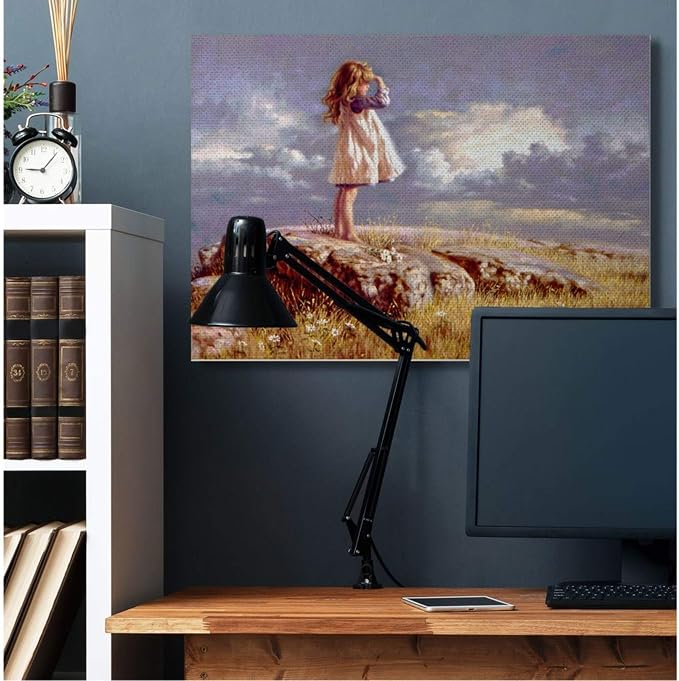 Stupell Industries 'Girl Gazing on Rock Sunset'| Canvas Art | Stupell Industries | 48 x 36 Inches, Easy to Hang and Sturdy, Made in USA, by Jim Daly