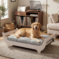 CANAGAN Elevated Wooden Dog Bed with Cushion, White Maple, Large | Raised Dog Couch Bed with a Washable Cover and Plush PP-Filled Cushion, Designed for Large Dogs and Stylish Indoor Living