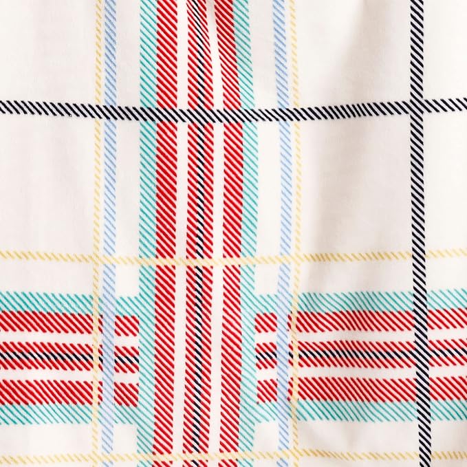 Vera Bradley Women's Fleece Cozy Life Throw Blanket, Tartan Plaid Cream, One Size