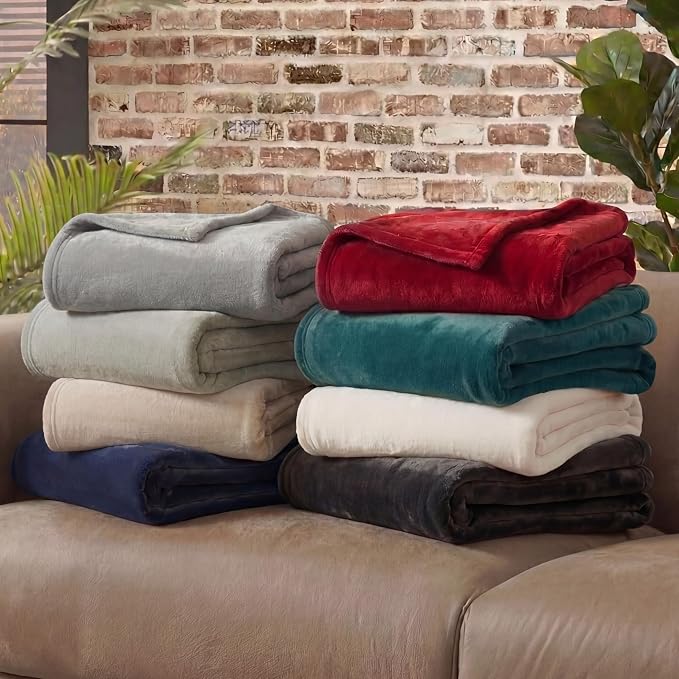 Lucky Brand Solid Plush 50"X70" Throw Blanket, Black - Soft, Cozy, and Timeless Comfort