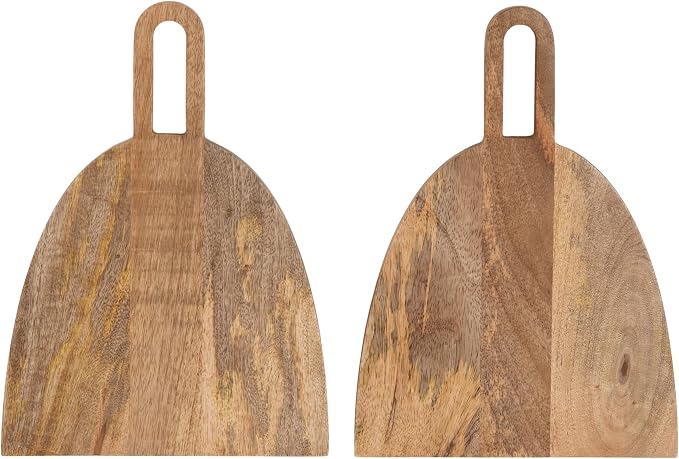 Kate and Laurel Staven Transitional Two-Piece Serving Boards Set; 14 x 10; Set of 2; Natural Wood; Modern Food-Safe Charcuterie Boards from Solid Mango Wood for Use as Kitchen Countertop Decor