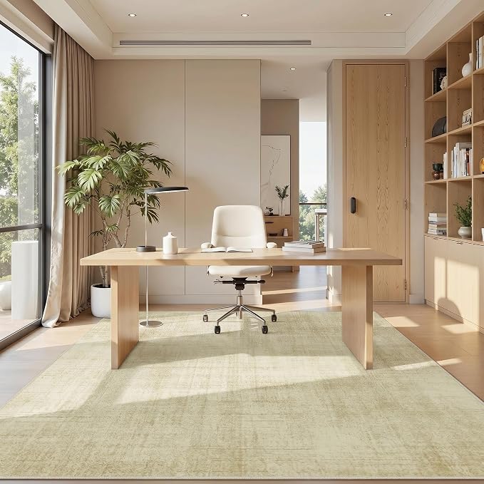 Joydeco 4x6 Area Rugs Classic for Living Room, Beige | Non Slip Machine Washable Low Pile for Bedroom Dining Room Home Office Pet & Child Friendly