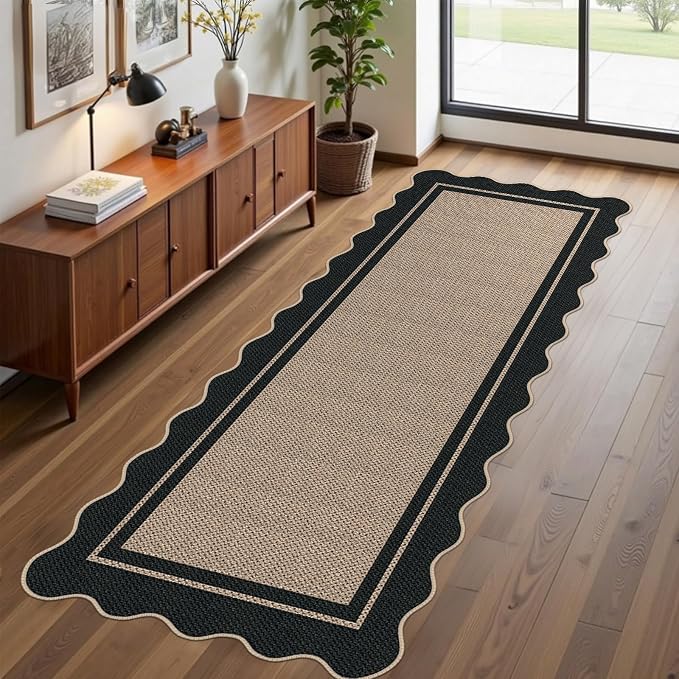 Easy Jute Runner Rug 2x6, Brown Indoor Outdoor Carpet, Washable Non-Slip Floor Mat for Entryway Hallway Kitchen Porch