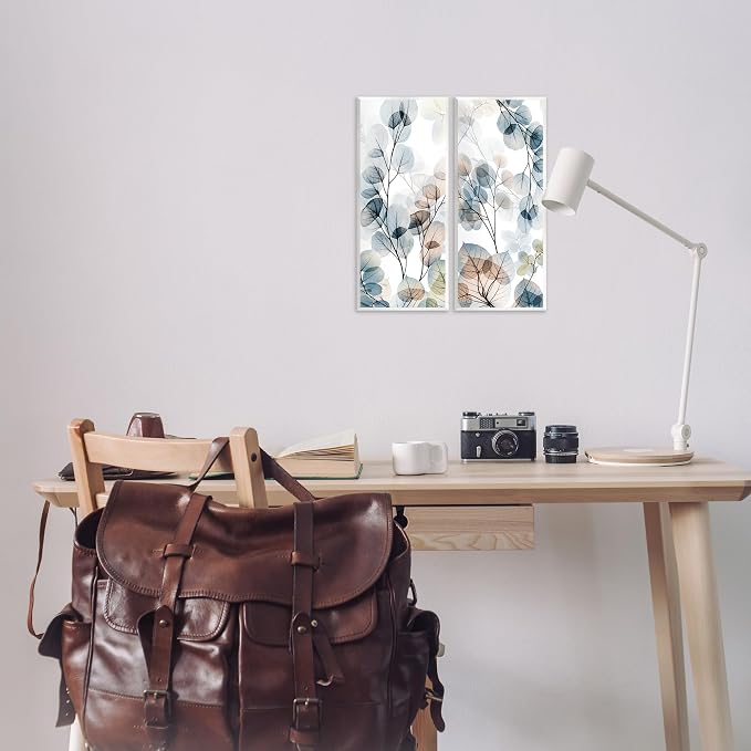 'Elegant Abstract Botanical Plant Leaves'| 2pc Wall Plaque Art Set | Stupell Industries | 7 x 17 Inches, Easy to Hang and Sturdy, Made in USA, by Albert Koetsier