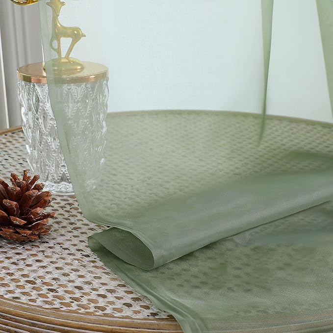 Gwine Sheer Sage Green Curtains 96 Inches Long 2 Panels Set, Light Filtering - Image 8