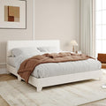 Allewie Full Size Upholstered Bed Frame Adjustable Headboard, White | Platform Bed with Heavy Duty Mattress Foundation, Noise-Free, Easy Assembly, Wood Slat Support, No Box Spring Needed