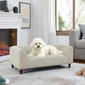 Dog Sofa Couch for Medium Dogs, 39" Memory Foam Dog Sofa Bed, Modern Elevated Pet Couch Bed with Wooden Legs for Medium Dogs, Beige Grey