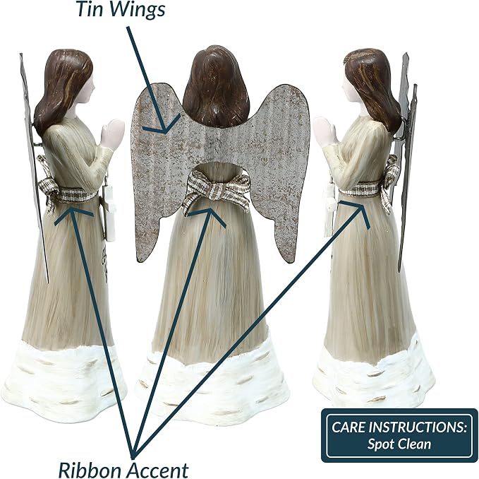 Pavilion - 4.5" Angel Ornament Figurine - Bless You - Simplistic Rustic Modern Farmhouse Statue