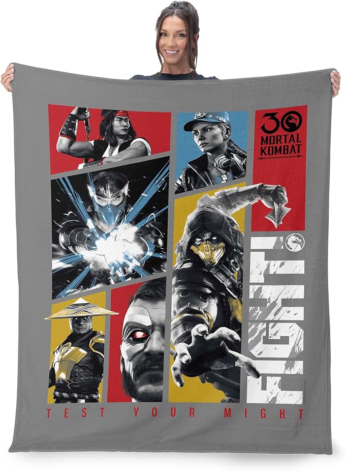 Mortal Kombat Silk Touch Throw Blanket – Test Your Might, Ultra-Soft Fleece, Plush & Lightweight, 50 x 60