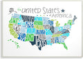 United States Map Typography, 13 x 19 Inch Mounted Print on Wall Plaque | Stupell Industries · By Erica Billups · Ready to hang · Made in USA