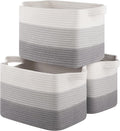 OIASKET Storage Basket for Organizing, Woven Baskets for Storage, Rectangle Decorative Baskets for Shleves, Closet, Toys, Books, Nursery Organizer Bins - Pack of 3 (Gradient Gray, 13"x9.85"x8.7")