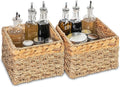 Small Wicker Storage Basket, Set of 2, 8 x 7 x 5.5 Inches | Natural, Woven Baskets for Organizing Living Room, Pantry, Shelves, Wicker, Decorative, Storage, Small