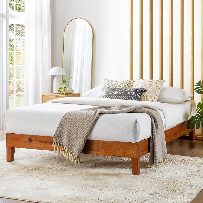 Mellow Naturalista Grand - 12 Inch Solid Wood Platform Bed with Wooden Slats - No Box Spring Needed - Twin (Cherry)