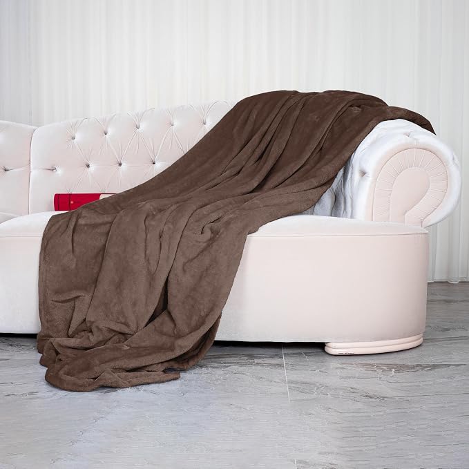 Elegant Comfort ™ Luxury Velvety Softness Fuzzy Plush Micro-Velour Ultra-Soft Blanket, California King, Chocolate Brown