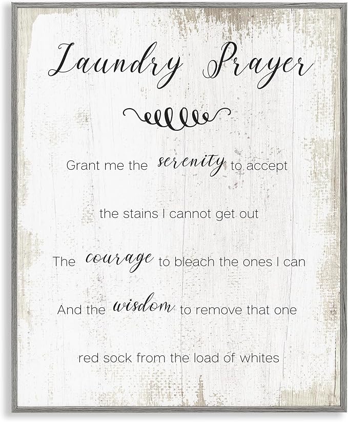 Stupell Industries 'Laundry Prayer for Serenity', Framed Giclee Art, Gray, 16 x 20 Inches, Easy to Hang and Sturdy, Made in USA, by Lil' Rue