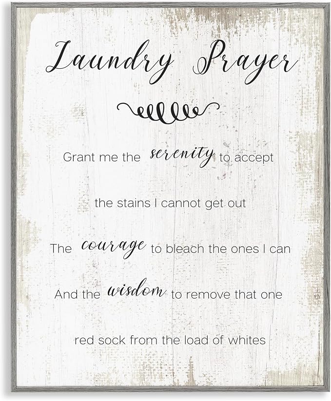 Stupell Industries 'Laundry Prayer for Serenity', Framed Giclee Art, Gray, 24 x 30 Inches, Easy to Hang and Sturdy, Made in USA, by Lil' Rue