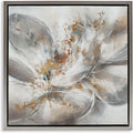 'Abstract Flower Bloom Painting'| Floating Frame Canvas Art | Stupell Industries | Gray, 18 x 18 Inches, Easy to Hang and Sturdy, Made in USA, by K. Nari