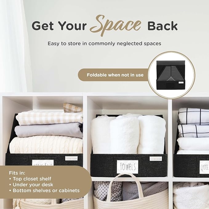 VIVIDECOR Open Front Trapezoid Closet Bins, Closet Shelf Organizer, 3 Pack