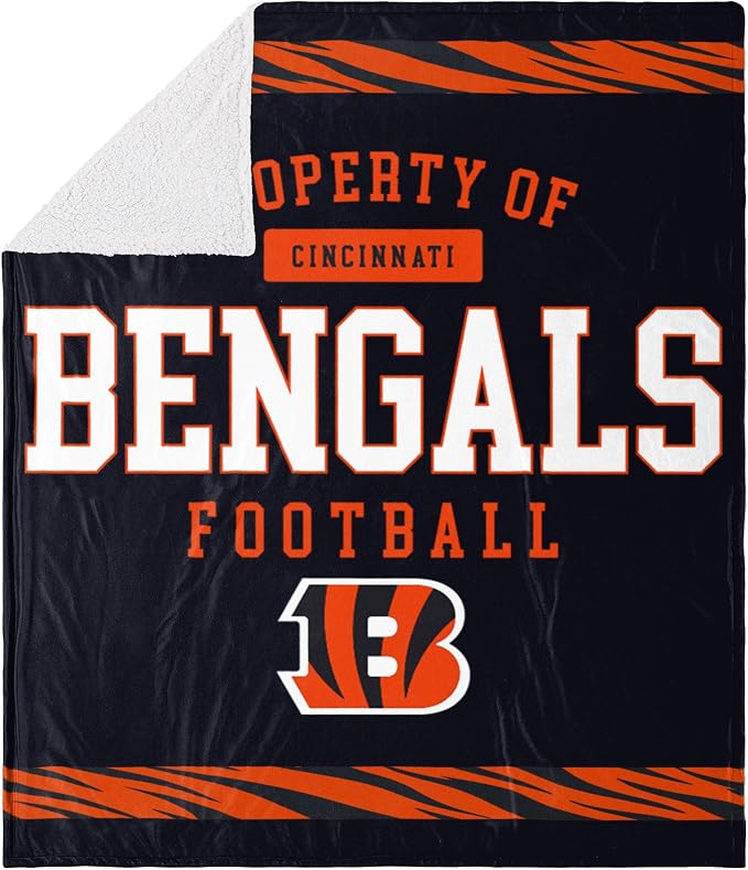 FOCO Cincinnati Bengals NFL Team Property Of Sherpa Fleece Blanket