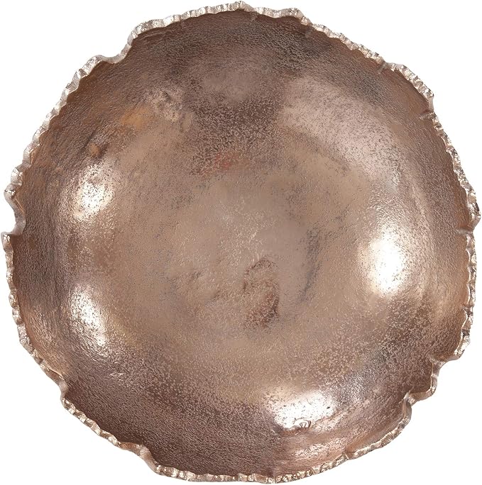 Howard Elliott Collection Gold Broken Edge Decorative Metal Bowl with Sculpted Edges, Modern Accent Centerpiece and Wall Art Decor for Home, Entryway, Living Room Display, 12 x 3.5 Inch, Small