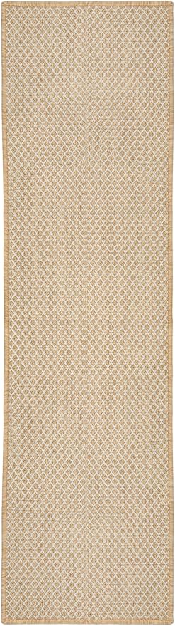 Nourison Home Courtyard Natural 2' x 6' Area Rug - Easy Clean, Non Shedding, Bed Room, Living Room, Dining Room, Kitchen (6' Runner)