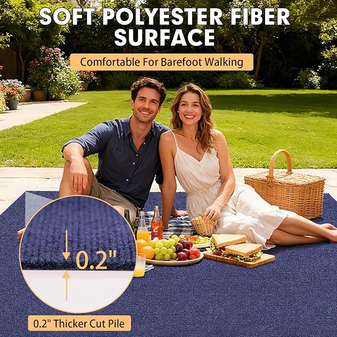 Grefinity Marine Carpet,6 FT x 10 FT Deep Blue Indoor Outdoor Carpet 0.2" Thick Boat Rug with Water-Proof TPE Backing for Home, Patio, Porch, Deck