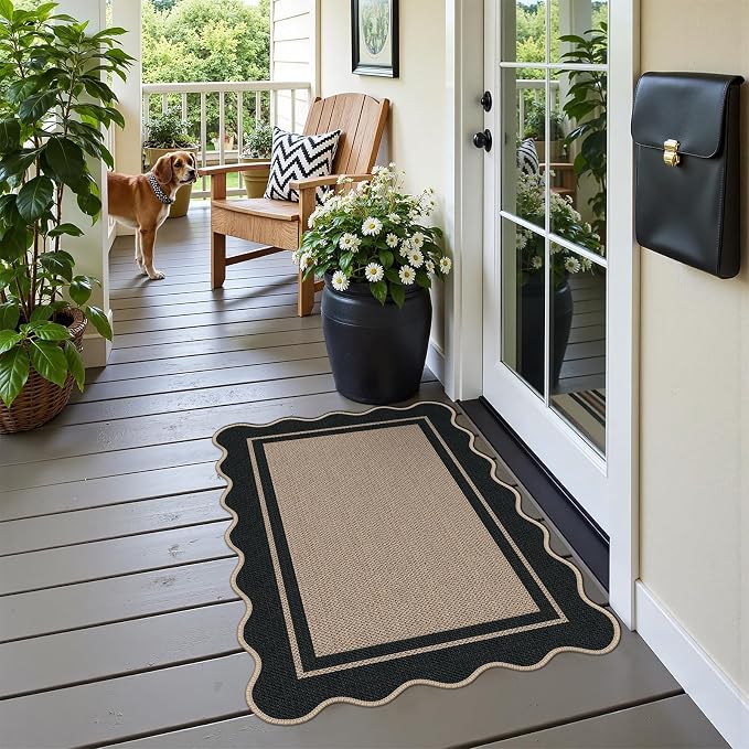 Easy Jute 2x3 Brown Rectangle Area Rug,Washable Entryway Rug, Modern Door Carpet,Neutral Non-Slip Outdoor Indoor Farmhouse Rug for Living Room Kitchen Patio Bedroom